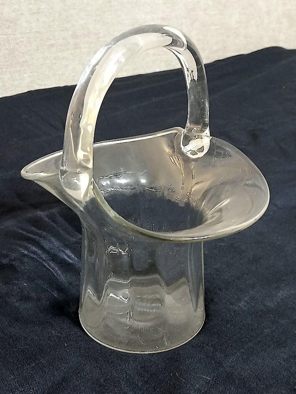 Vintage Blenko Hand Blown Clear Art Glass Basket Vase Don Shepherd Design